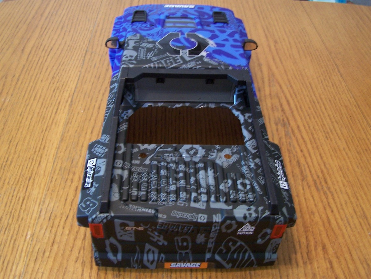 HPI Savage X 4.6 GT-6 Blue Black Factory Painted Truck Body