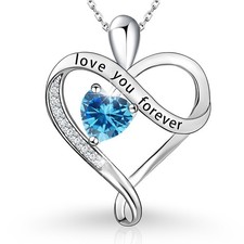 Heart Necklace for Women,925 Sterling Silver Heart Birthstone Necklace Gifts