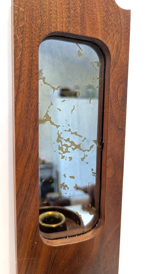 Пара винтажных бра ручной работы 70-е колониальный дуб дерево свечи с зеркалом - 19 дюймов - Изображение 4 из 4