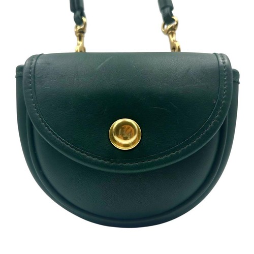 Vintage COACH Green Leather German Hook Shoulder Crossbody Bag Made in USA #1080 - Picture 2 of 8