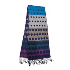 Colorful Polka Dot Scarf Fringe Navy Blue Green Purple Tan Blue Women Accessory