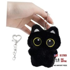 Black Cat Plush Keychain Cute Bag Charm Gift for Women