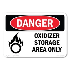 Oxidizer Storage Area Only ANSI Danger Sign Metal Plastic Decal
