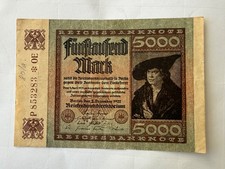 Banknote Germany 5000 Mark 1922-12-02 SN: P853283 *OE