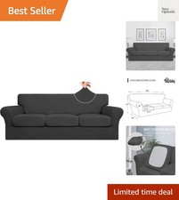 4 Pieces Stretch Soft Couch Cover for Dogs - Washable Sofa Slipcover for 3 Se...