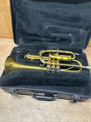 Vintage Conn Cornet In Hard Case - Needs Some Work And Shows Wear