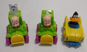 Vtg McDonald's Happy Meal Toys -1992- Looney Tunes Quack Up Cars - Porky & Daffy