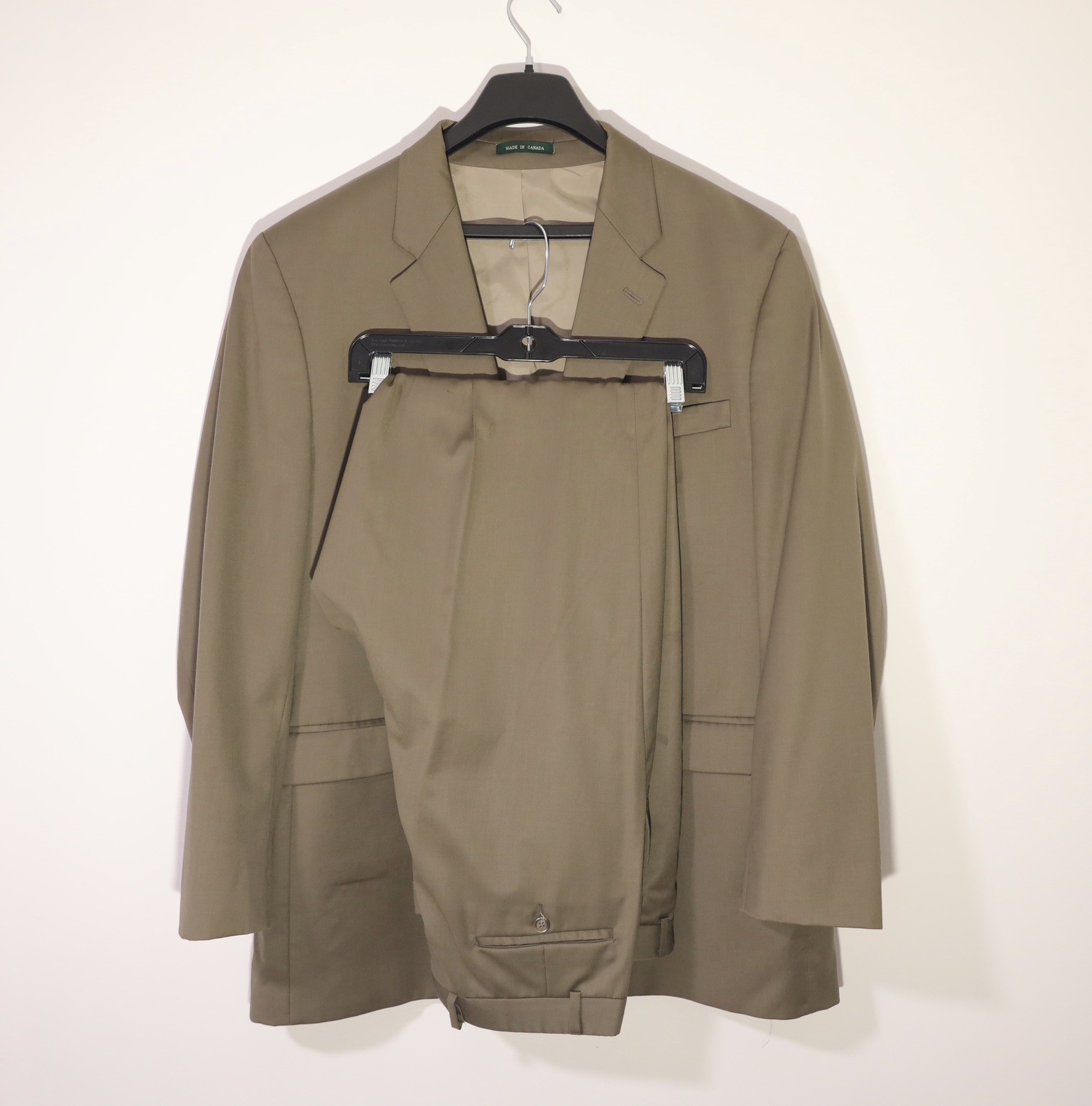 Lauren Ralph Lauren Tan Wool Suit Men's 46L 38x34 Green Label Pleated Cuffed VTG