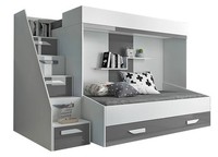 Hochbett Kinderbett Etagenbett 90X200Cm Weiß Grau Hochglanz 80124058