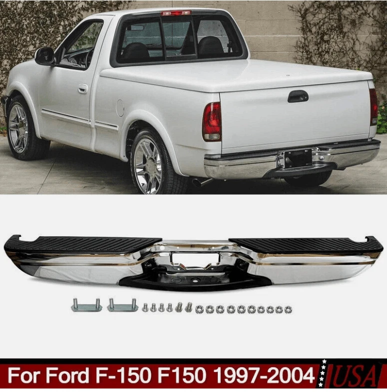 Step Bumper For 97-03 Ford F-150 F-250 Fleetside Face Bar Rear Chrome FO1103101 Foto 4 de 4