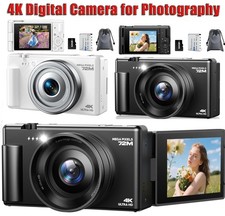 Digitalkamera 4K 72MP Kompaktkamera Autofokus 270° Flip-Bildschirm 18X Zoom 64GB