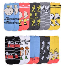 PEANUTS Women's 10 Pair Pack Low Cut Socks Shoe Size 4-10 New Snoopy PTC