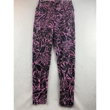 Zumba Wear Women's Leggings Black Pink Tropical Fruit Print Activewear M