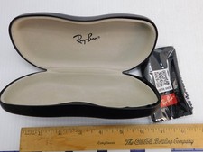 Ray Ban Eyeglass Case, Clamshell hard case, Black, Lined, with cleaning cloth,