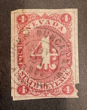 Nevada revenue fiscal stamp  4 cent, used, free shipping