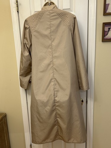 THE TOTES COAT TAN Button Up Midi Water Repellent Vintage Raincoat Women Sz 14 - Picture 7 of 9