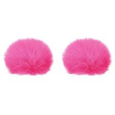 Furry Microphone Windscreen 7mmx 60mm Mic Cover Windshield Rose Red 2 Pack