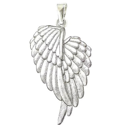 Ladies pendant angel wings crossed 35mm partially frosted real silver 925