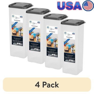 Durable Clear Plastic Bread Storage Container 4 Pack Fresh Food Organization New