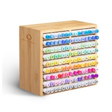 Ohuhu Bamboo Marker Organizer, Wooden Desktop Storage Hold 126 Markers, Pens,...