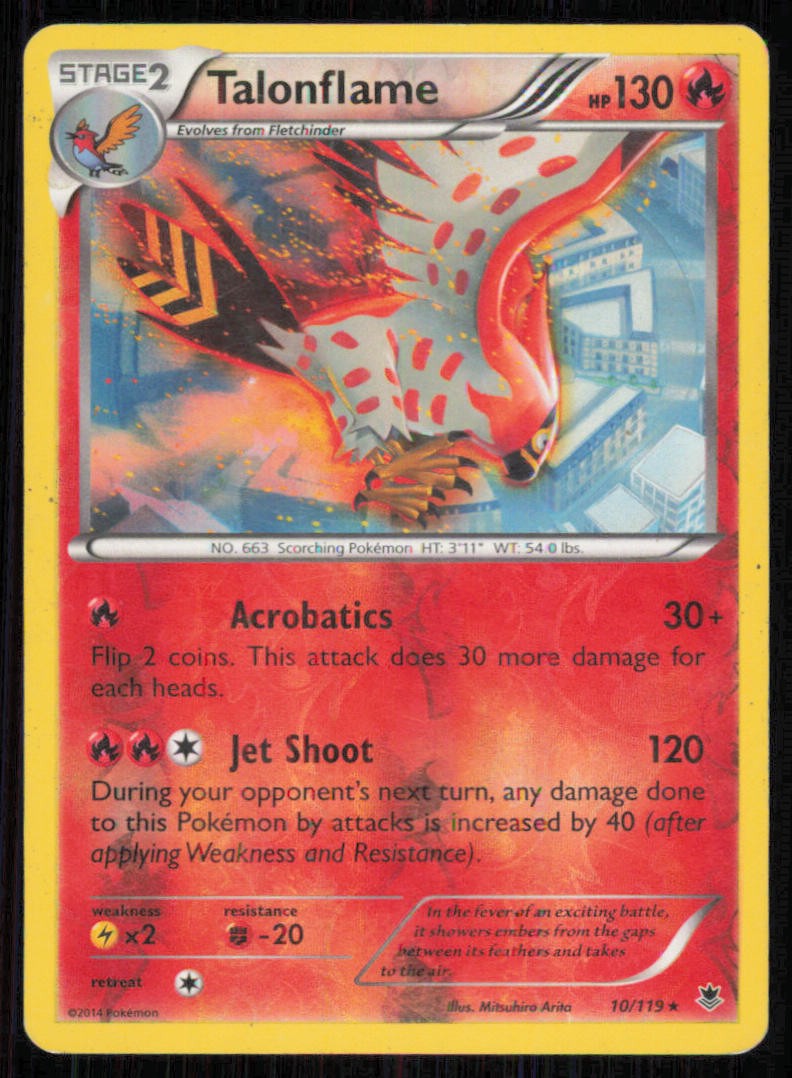 Talonflame 10/119 Rare Phantom Forces Pokemon Reverse Holo Lightly Played