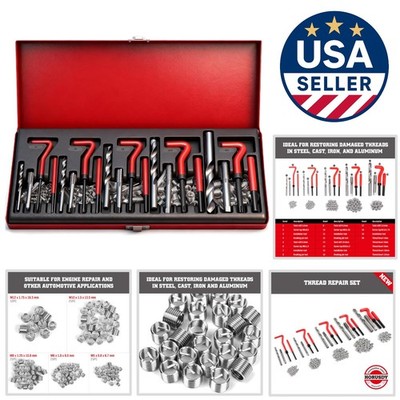User-Friendly Helicoil Threading Tools for Automotive Engine Repairs - 131 Pcs