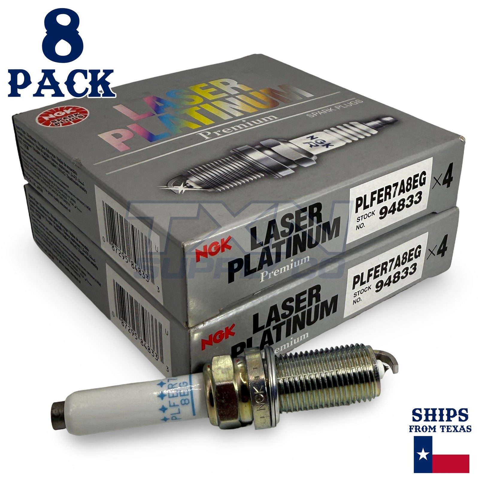 8 Pack NGK V-Power 94833 Spark Plugs PLFER7A8EG