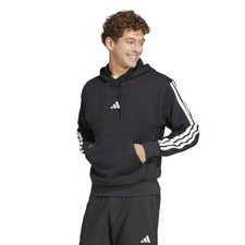 Adidas Mens 2XS Essentials 3-Stripe French Terry Hoodie Black/White Sweatshirt