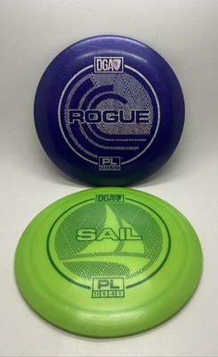 Lot of 2 DGA PL Disc Golf Distance Driver Disc Sail Green 174g Rogue Purple 173g