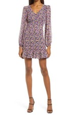 Floral Ruched Balloon Sleeve Minidress