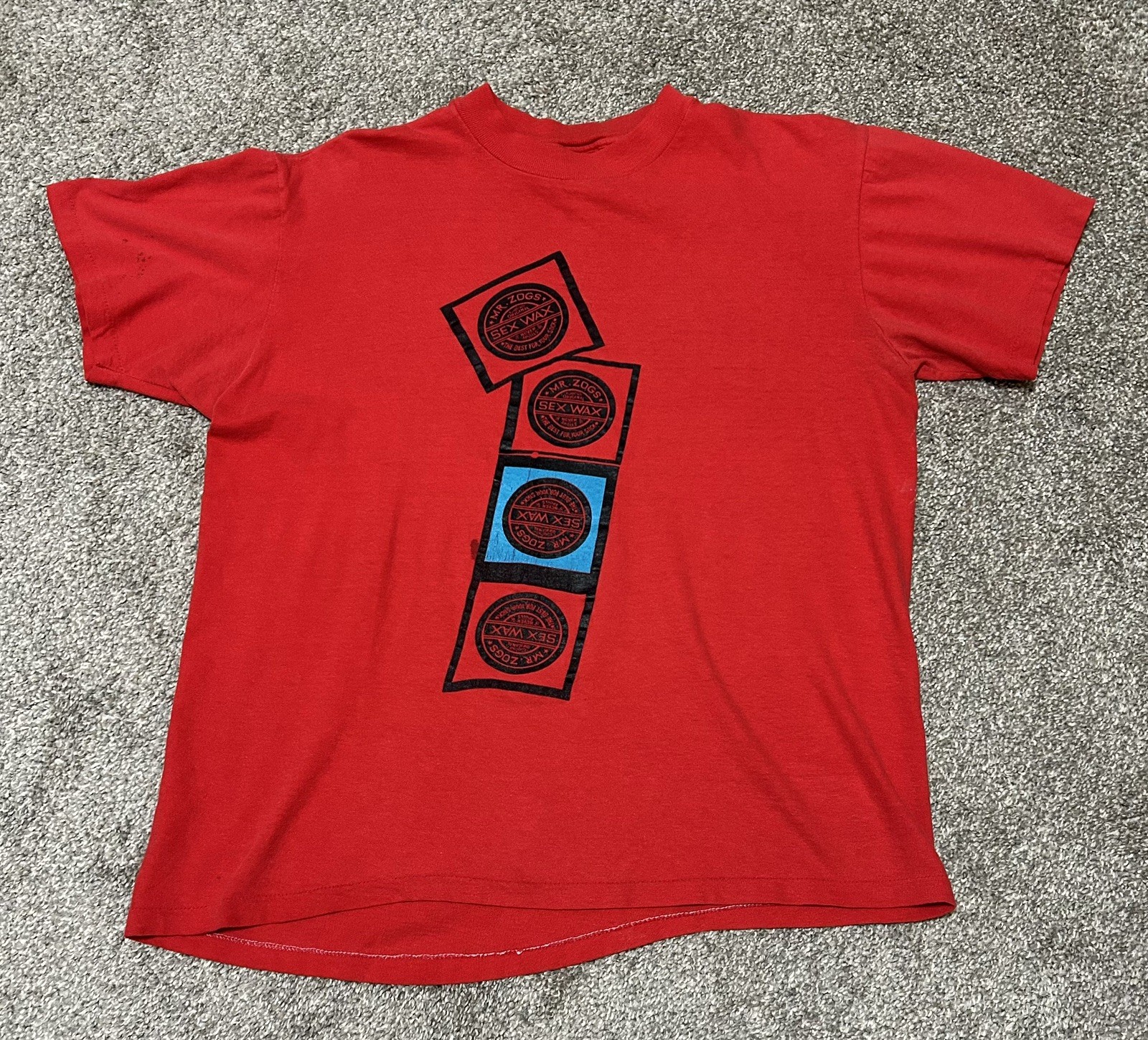 Vintage 80’s Mr. Zogs Sex Wax T-Shirt Red Large Surf Skate Single Stitch  