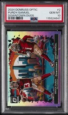 2024 PANINI DONRUSS OPTIC DOWNTOWN DUOS #2 BROCK PURDY/DEEBO SAMUEL PSA 10