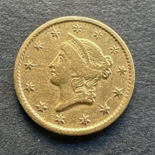 Liberty Head Gold Coin USA 1 Dollar 1849 O Gold Rush 1.7 grams