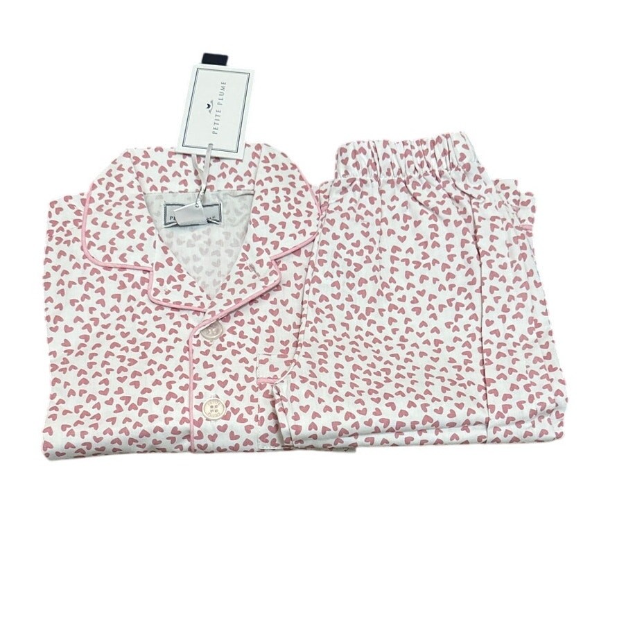Petite Plume Sweethearts Classic Pajama Set White, Red, Pink Girls Size 10 New