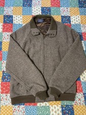 Vintage 80s Pendleton Brown Tweed Wool Jacket Bomber Raglan XL Tall Made In USA
