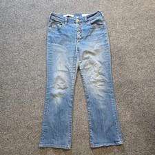 Pilcro Anthropologie Jeans Women Size 28 Blue High Rise Flare Button Fly Capsule