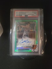 2021 BOWMAN DRAFT CHROME DRAFT PICK GREEN REFRACTOR COLTON COWSER /99 PSA 9 AUTO