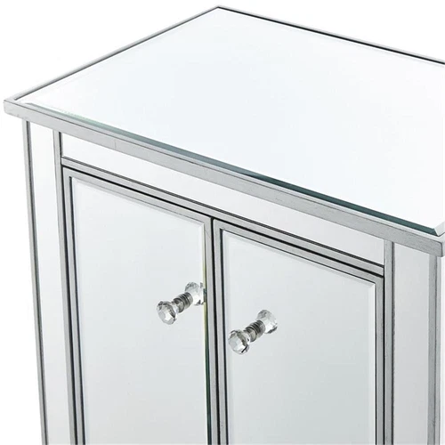 Elegant Decor Reflexion 2 Doors 24" Mirrored Accent Cabinet in Antique Silver - Picture 9 of 11