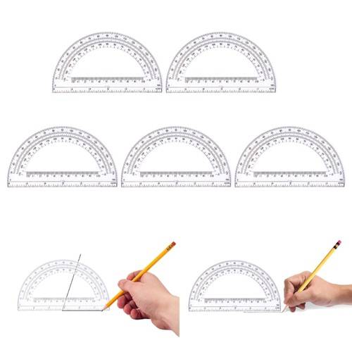 6Inch Clear Protractors Math Drafting Protractor Angle Measurement Tool ...