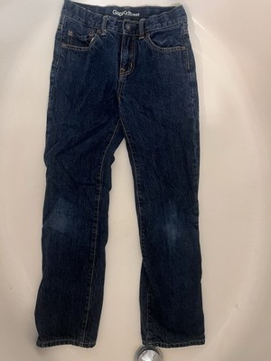 Gap Kids 1969 Flannel Lined Straight Jeans Boys Size 12 Regular Dark Wash Plaid