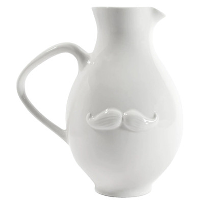 Jonathan Adler Muse Mr & Mrs Reversible Pitcher White Porcelain Mustache Lips