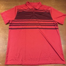 Nike Shirt Mens XL Red Polo Short Sleeve Golf Dri Fit Standard Striped