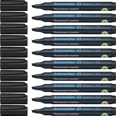 Schneider 133 Permanent Marker Pen 1+4 mm Black Cap-Off-Ink Refillable Pack of 1