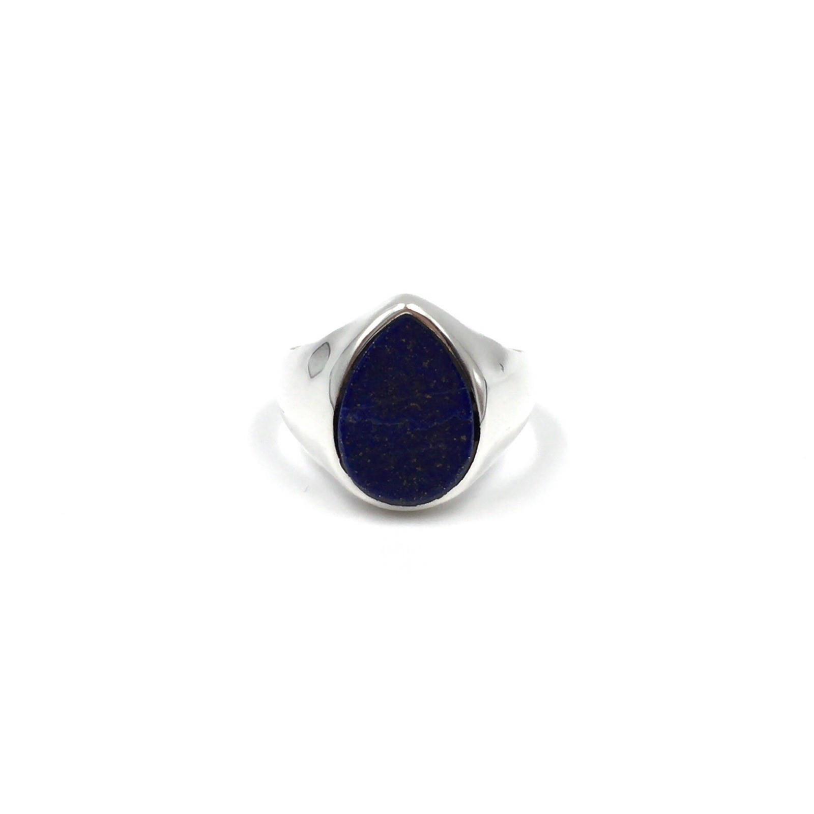 Solid 925 Silver Ring Lapis Lazuli Drop Band Ring… - image 5