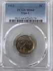 1913 Type 1 Buffalo Nickel  PCGS MS64