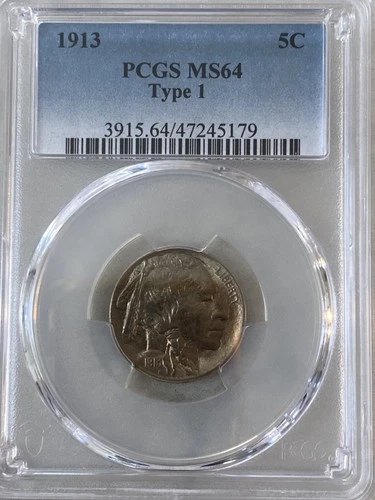 1913 Type 1 Buffalo Nickel  PCGS MS64