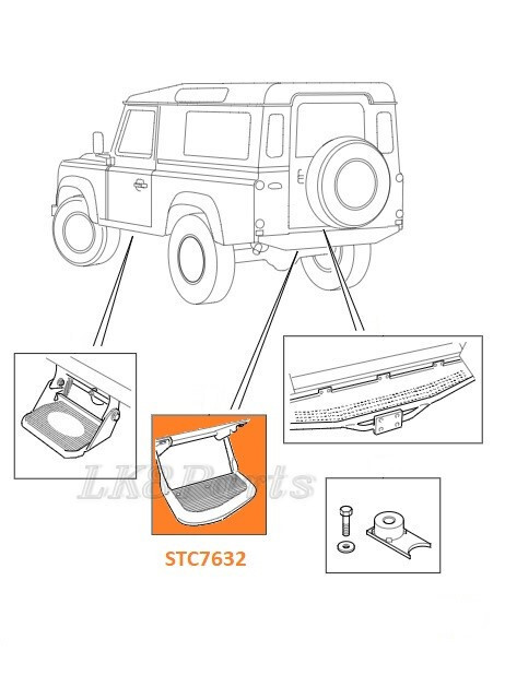 Land Rover Defender 90 110 1983-2016 Rear End Door Step Folding Black ...