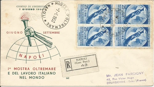 Envelope FDC Venetia Mostra Oltremare 1952. Recommended foreign quartz.