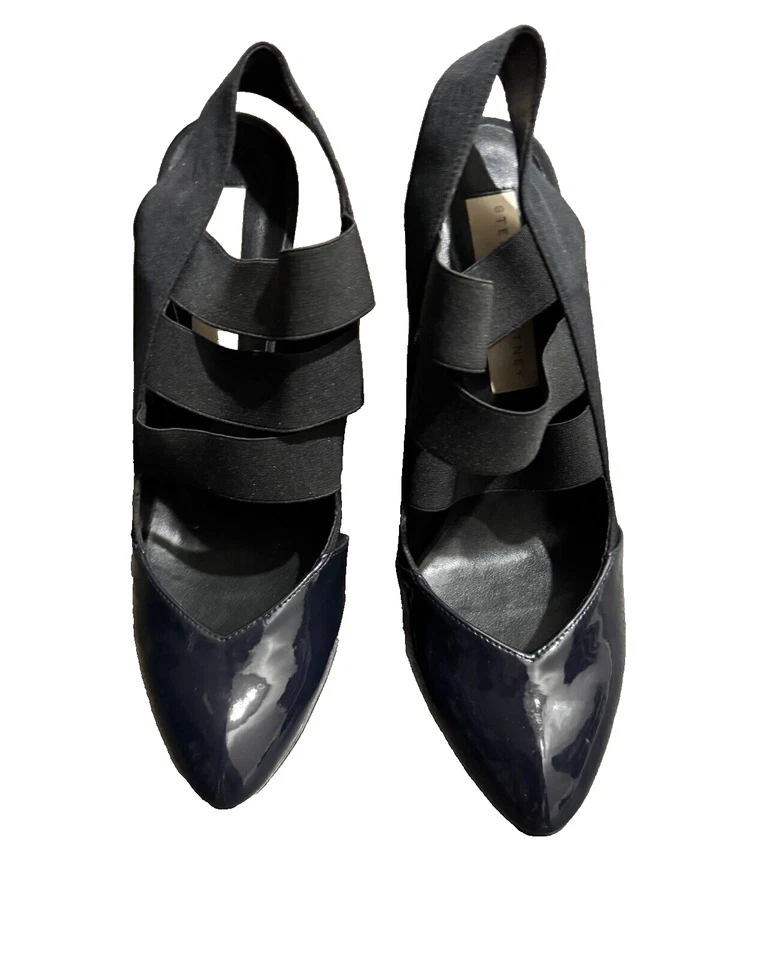 Stella McCartney 鞋 海军蓝和黑色漆皮绑带高跟鞋 37 码鞋 — 第 3/4 张图片