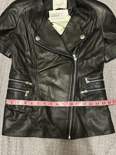Pierre Balmain Short Sleeve Leather Jacket NWT size 40 - Picture 13 of 19